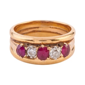 Ruby, Diamond, 18k Yellow Gold Ring
