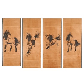 After Xu Beihong, Four Chinese Painted Scrolls