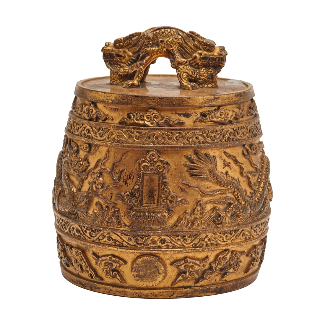 Chinese Carved and Gilt Bronze Bell (1 of 4)