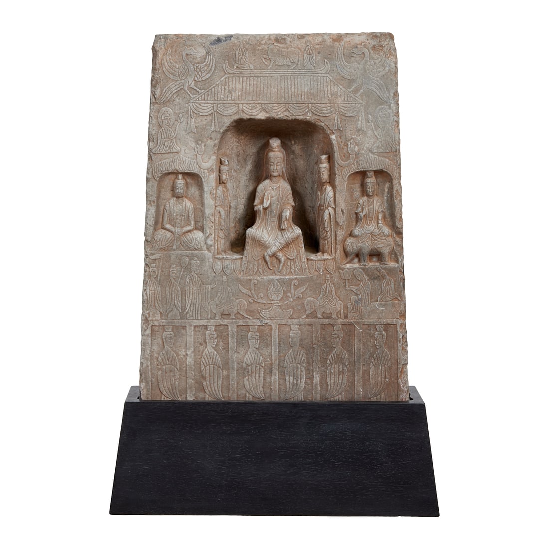 A Chinese Carved Buddhist Stone Stele on Base (1 of 4)
