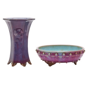 Chinese Jun Type Hexagonal Vase and Planter