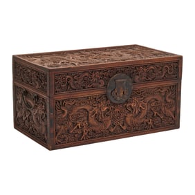 Small Chinese Carved Wood Dragon Trunk