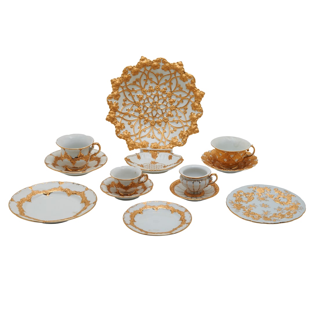 Collection of Meissen Porcelain Gold Painted White Porcelain Tableware (1 of 10)