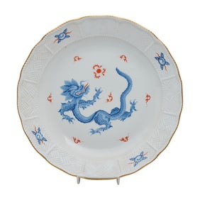 Meissen Porcelain Ming Blue Dragon Charger