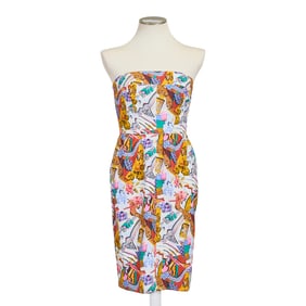 Fendi Roma 365 Strapless Silk Dress