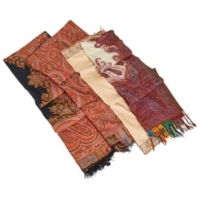 Group of Kashmiri and Paisley Shawls