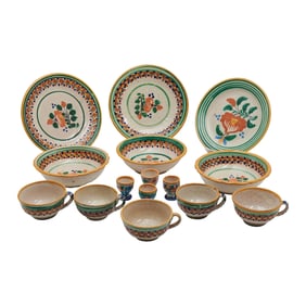 Puebla Mexico Painted Pottery Tableware