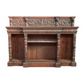 Italian Renaissance Revival Oak Bookcase