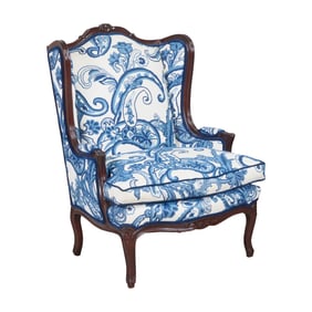 Louis XV Style Bergere a Oreilles with Needlepoint Upholstery