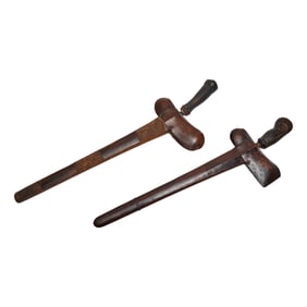 Two Indonesian Moro Kris Swords with Sheaths