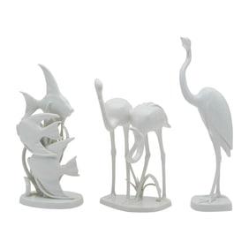 Three Meissen Porcelain Modern Glazed White Animal Figures
