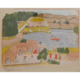 Framed North East Indian, Pahari School Painting, Bhagavata Purana