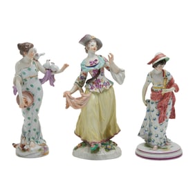 Three Meissen Porcelain Figures of Women