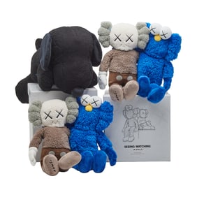 Three Kaws Plush Toys: Seeing Watching and Snoopy, with Boxes