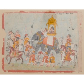 Rajput Painted Illustration of a Princely Procession