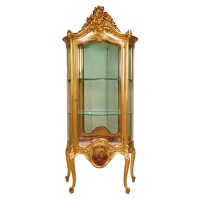 Louis XVI Style Vernis Martin Carved and Gilt Painted Vitrine
