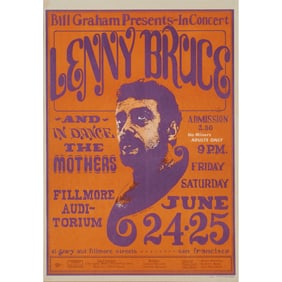 Framed 1966 Wes Wilson Psychedelic Rock Poster, Lenny Bruce