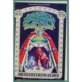 Bill Graham Janis Joplin Concert First Printing Poster, Signed Tuten