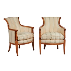 Pair of Biedermeier Style Fruitwood Bergeres