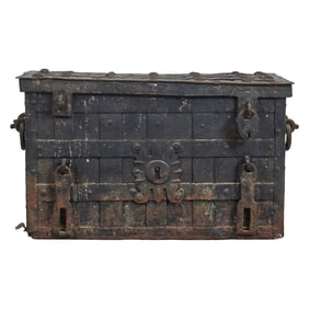 Continental Wrought Iron Armada Chest, 17th Century