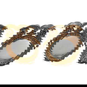 Pair of English Regency Style Convex Mirrors: Pair of English Regency Style Convex Mirrors. {Approximate dimensions: 38" H. x 31" W.}
