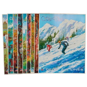 Twelve 1970s Jack Laycox for Delta Airlines Travel Posters