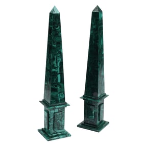 Pair of Large Malachite Obelisks