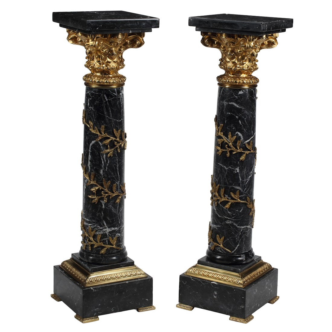 Pair of French Louis XV Style Doré Bronze Mounted Marble Pedestals (1 of 6)