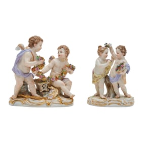 Two Meissen Porcelain FIgural Groups Allegorical of Love