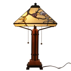 Quoizel Arts and Crafts Style Table Lamp and Glass Shade