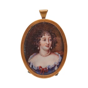 English School Framed Miniature Portrait of Woman under Glass