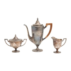 Three Piece Tiffany and Co Moore Sterling Silver Tea Set for One
