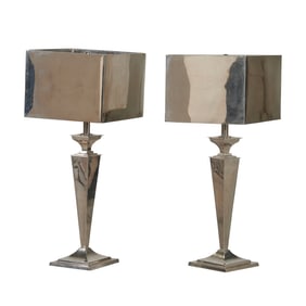 Pair of Art Deco Style Chrome Table Lamps