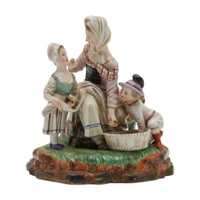 Hochst Porcelain Figural Group Mother and Children Apple Picking