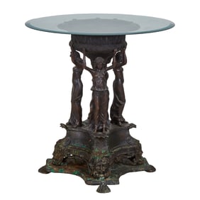 Bronze and Spelter Figural Jardiniere Stand Table