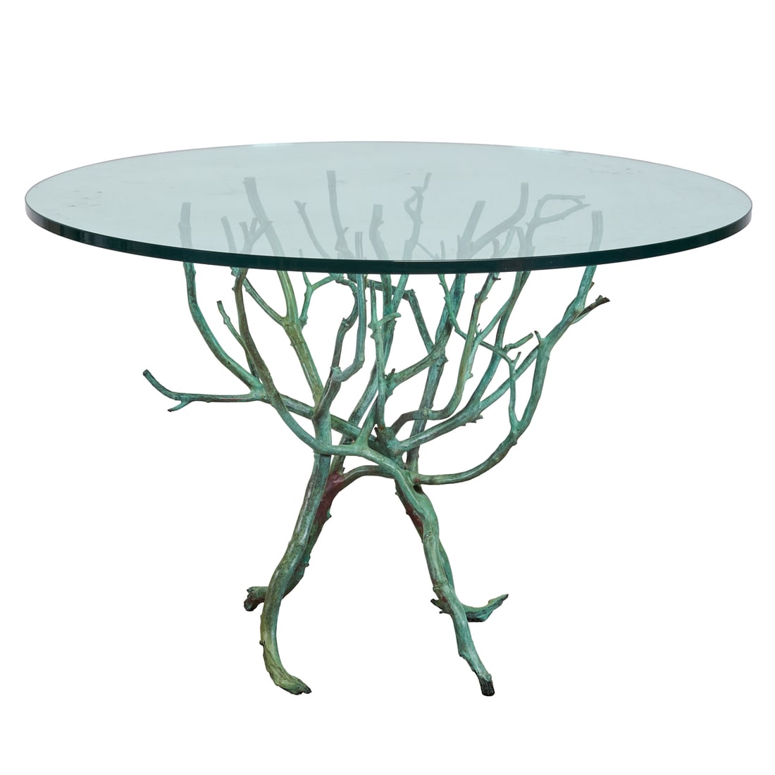 Bronze Twig Occasional Table with Glass Round Top Attributed to Mary C. Hinckley (1 of 4)