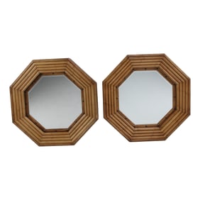 Pair of Bamboo Style Octagonal Mirrors