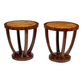 Pair of Art Deco Style Two Tone Round Tables