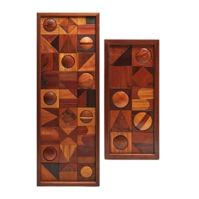 Two Dave Criner Mixed Wood Untitled Geometric Works