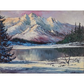 Bill Shaddix, Snow Covered Mountains, Oil on Canvas