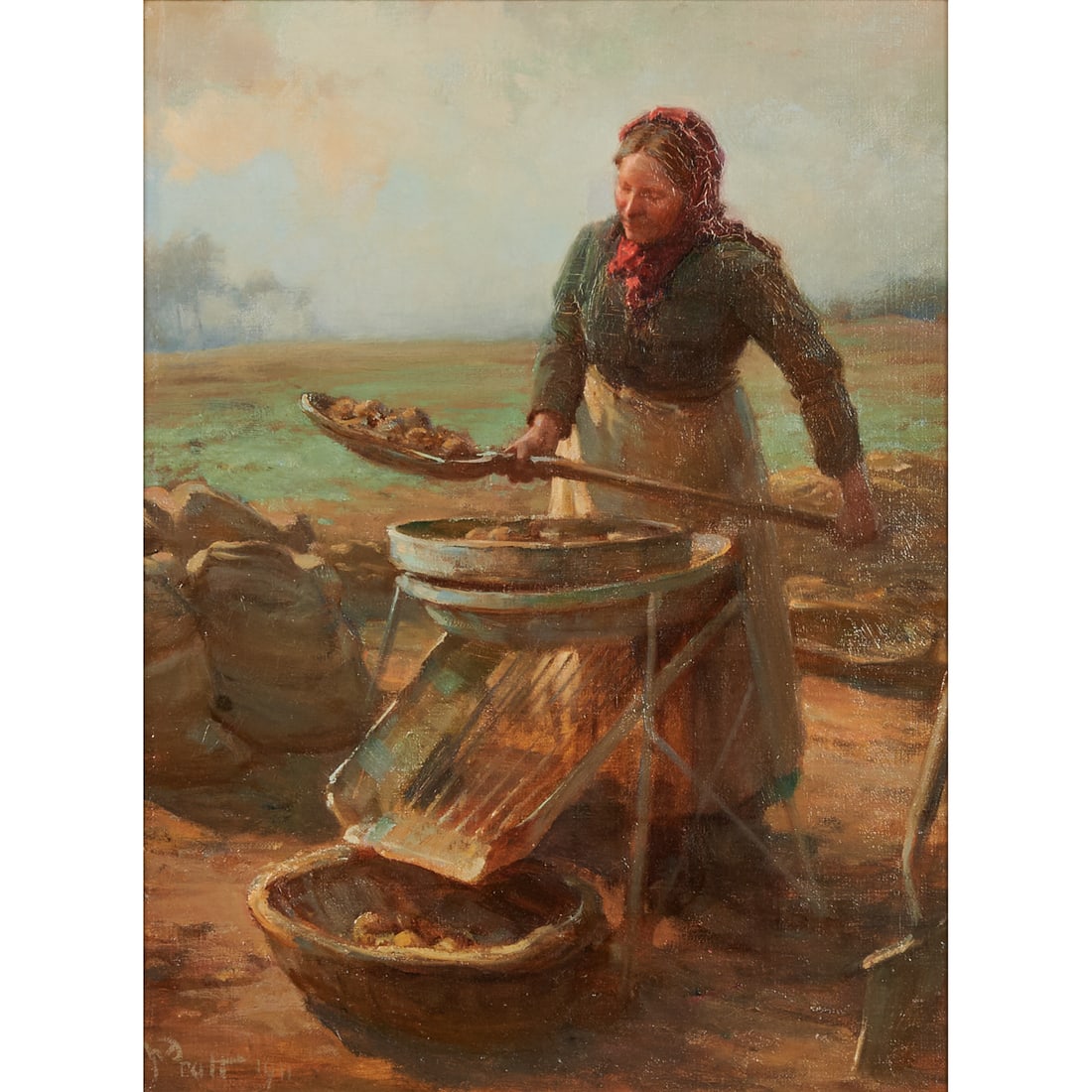 William Pratt, Sifting Potatoes, Oil on Canvas (1 of 4)