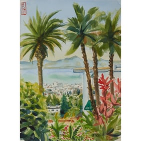 Attri. to Wu Guanzhong, View Over a City, Watercolor