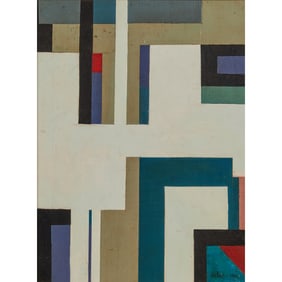 Burgoyne A. Diller, Geometric Abstract, Oil on Board