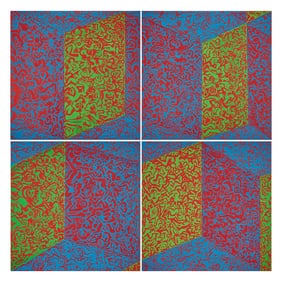 German School, Street Art, Four Piece Mixed Media on Canvas