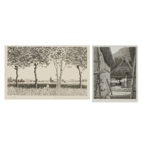 Tanaka Ryohei, Japanese Homes, Two Etchings