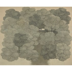 Tanaka Ryohei, House Amongst Trees, Etching
