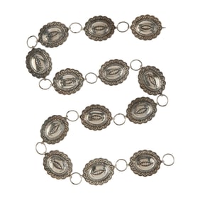 Native American Sterling Silver Concho Belt