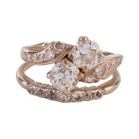 Diamond, 14k White Gold Soldered Wedding Ring Set