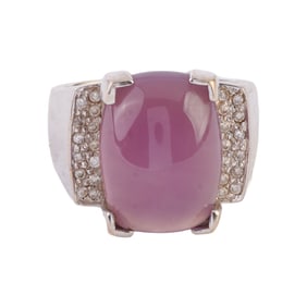 Purple Chalcedony, Diamond, 14k White Gold Ring