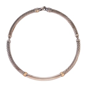 David Yurman Sterling Silver, 14k Yellow Gold Necklace